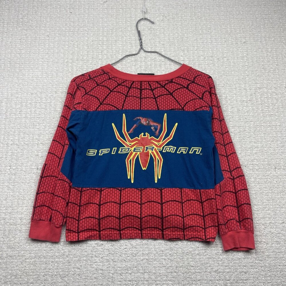 Y2K 2004 Spider-Man 2 Long Sleeve Red AOP Youth Sz 8 Long Sleeve Tee Marvel